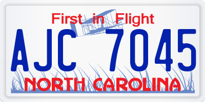 NC license plate AJC7045