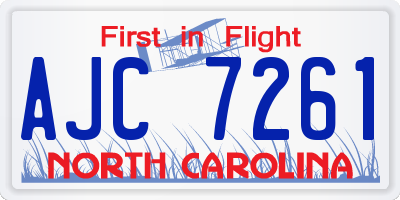 NC license plate AJC7261