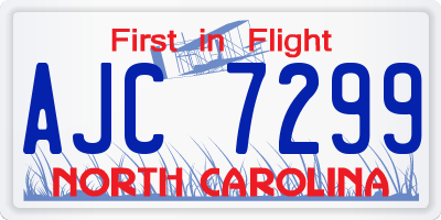 NC license plate AJC7299