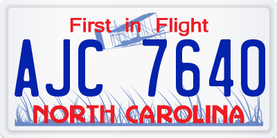 NC license plate AJC7640