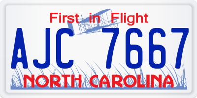 NC license plate AJC7667