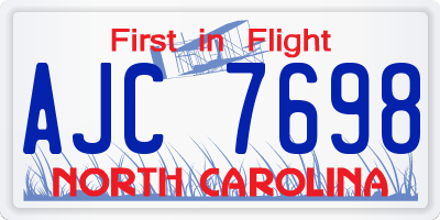 NC license plate AJC7698