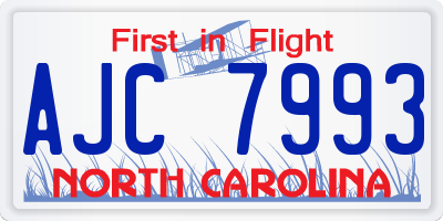 NC license plate AJC7993