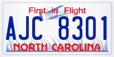 NC license plate AJC8301