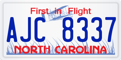 NC license plate AJC8337