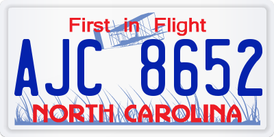 NC license plate AJC8652