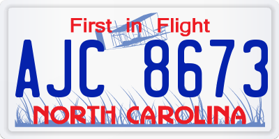 NC license plate AJC8673