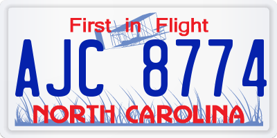 NC license plate AJC8774