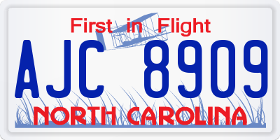 NC license plate AJC8909