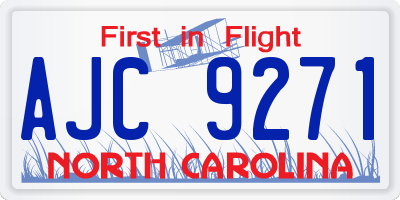 NC license plate AJC9271