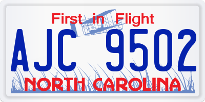 NC license plate AJC9502
