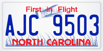 NC license plate AJC9503