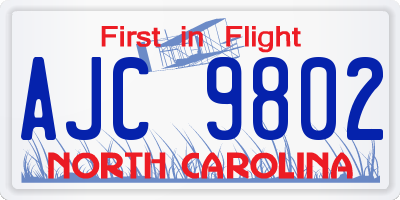 NC license plate AJC9802
