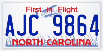 NC license plate AJC9864