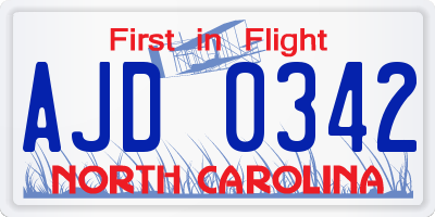 NC license plate AJD0342