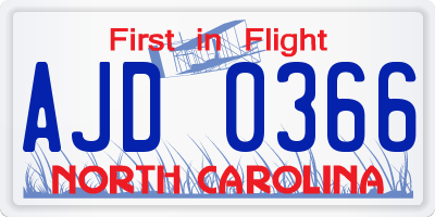 NC license plate AJD0366