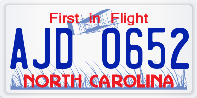 NC license plate AJD0652