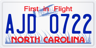NC license plate AJD0722