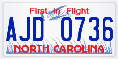NC license plate AJD0736