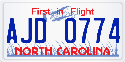 NC license plate AJD0774