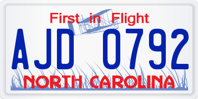NC license plate AJD0792