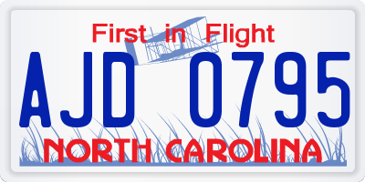 NC license plate AJD0795