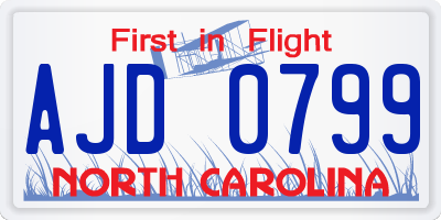 NC license plate AJD0799