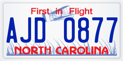 NC license plate AJD0877