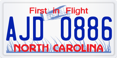 NC license plate AJD0886