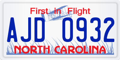 NC license plate AJD0932