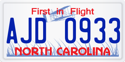 NC license plate AJD0933