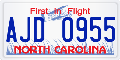 NC license plate AJD0955