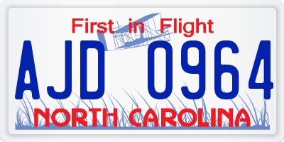 NC license plate AJD0964