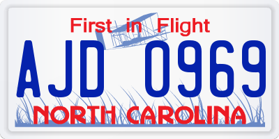 NC license plate AJD0969