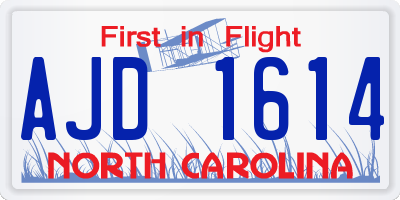 NC license plate AJD1614