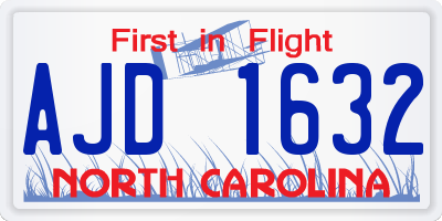 NC license plate AJD1632