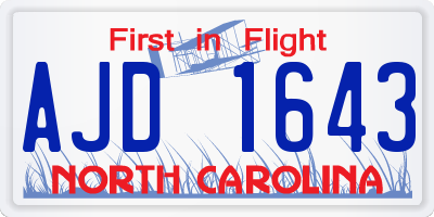 NC license plate AJD1643