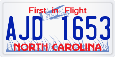 NC license plate AJD1653
