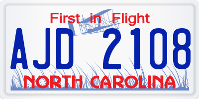 NC license plate AJD2108