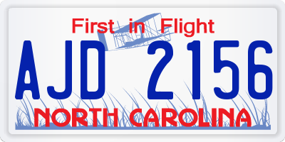 NC license plate AJD2156