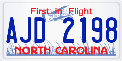 NC license plate AJD2198