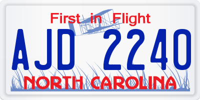 NC license plate AJD2240