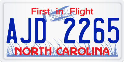 NC license plate AJD2265