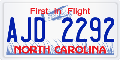 NC license plate AJD2292