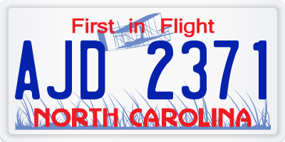 NC license plate AJD2371