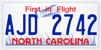 NC license plate AJD2742