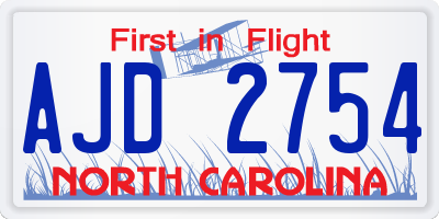 NC license plate AJD2754