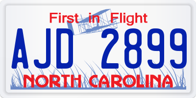 NC license plate AJD2899