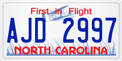 NC license plate AJD2997