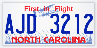 NC license plate AJD3212